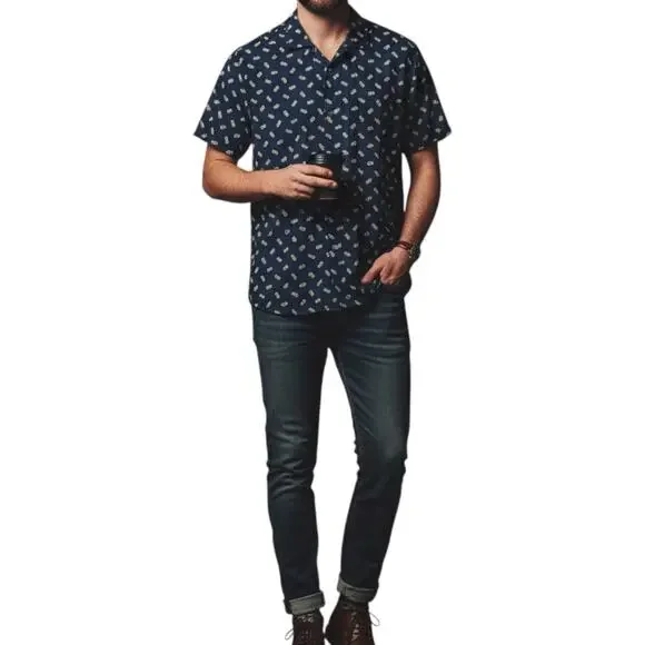 Abercrombie & Fitch Men’s XXL Blue Floral Print Camp Shirt Viscose Soft Hipster - Picture 1 of 8